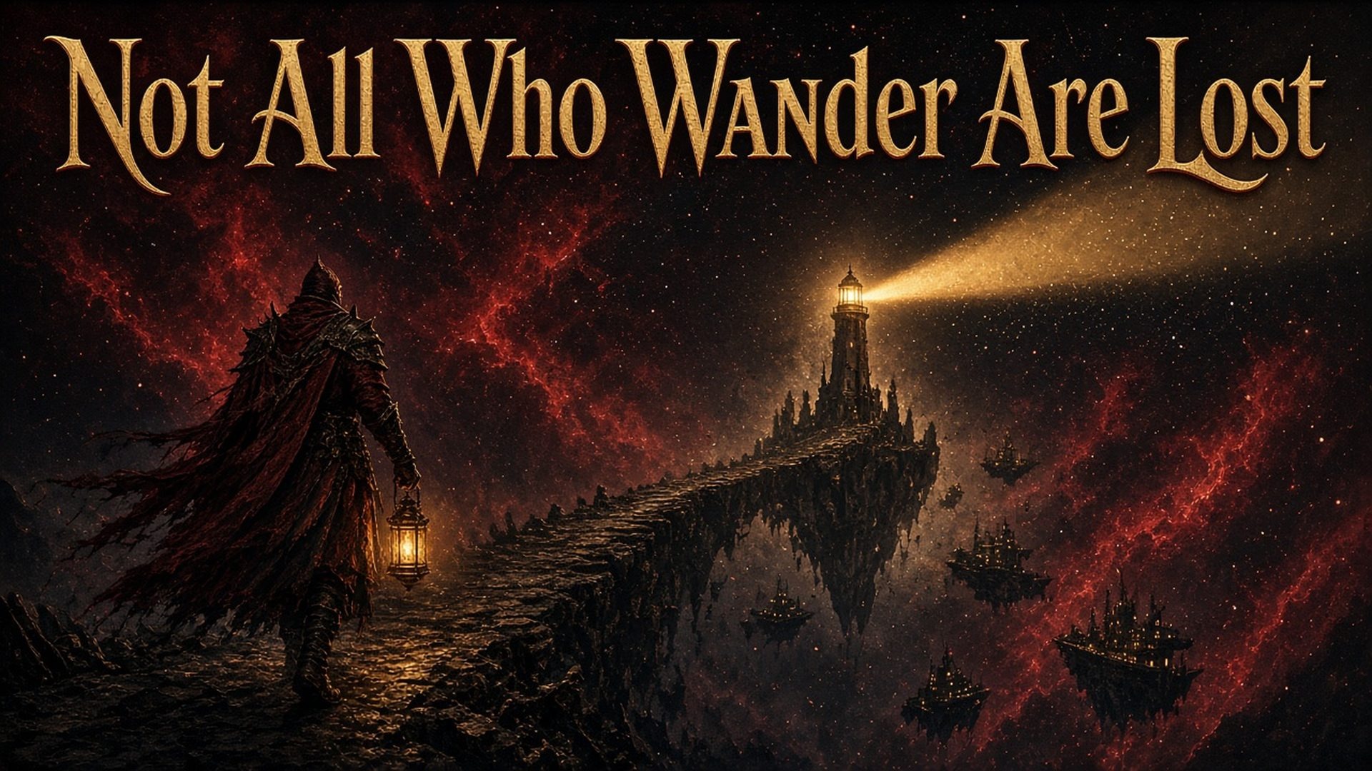 Banner: Not All Who Wander Are Lost — a lantern light guiding the way through the dark